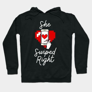 She & He Swiped Right Funny Anniversary Matching Couples Hoodie